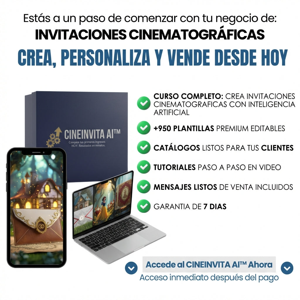 CINEINVITA AI™  El sistema que te enseña a crear invitaciones cinematográficas con inteligencia artificial en minutos.