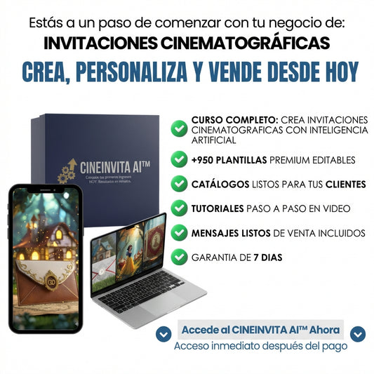 CINEINVITA AI™  El sistema que te enseña a crear invitaciones cinematográficas con inteligencia artificial en minutos.