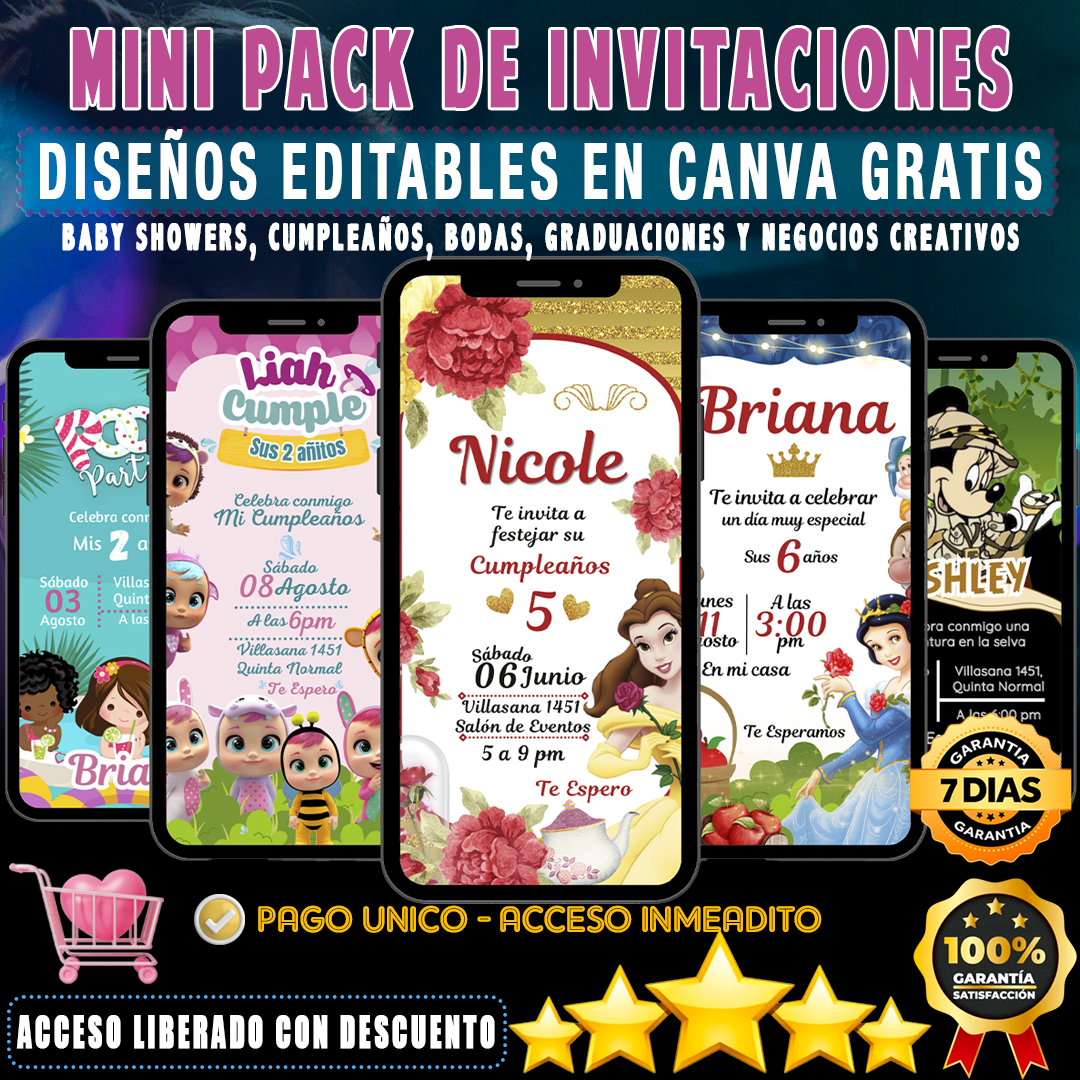 Mini Pack de Invitaciones Editables para Todo Tipo de Eventos