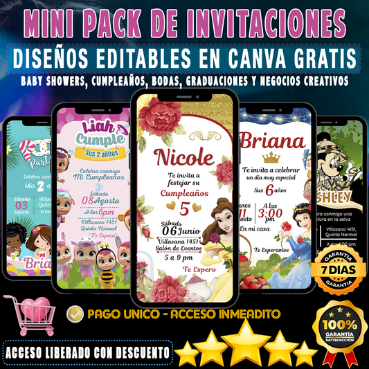 Mini Pack de Invitaciones Editables para Todo Tipo de Eventos
