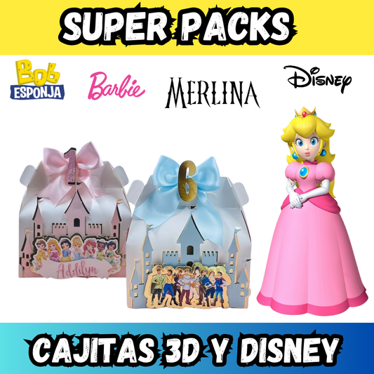 Pack de Plantillas para Cajitas, princesas disney y personajes animados